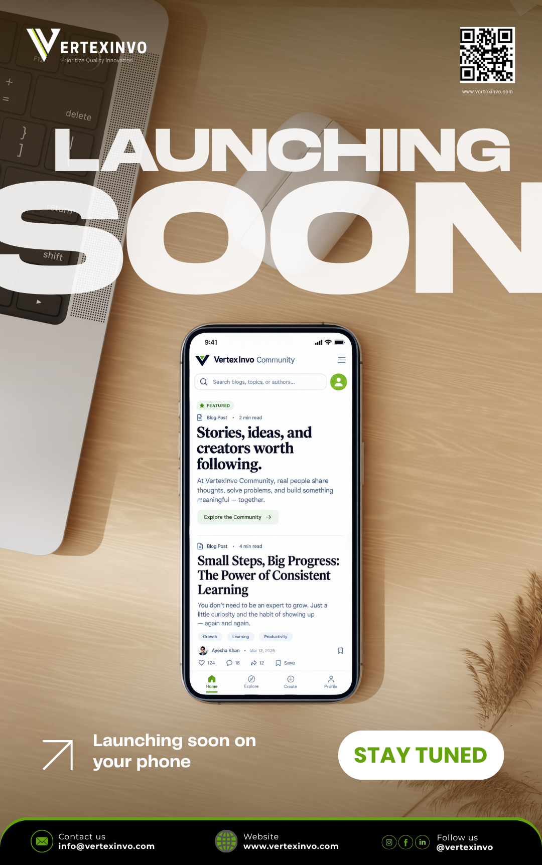 VertexInvo Community Mobile App Launching Soon — Write & Read Anywhere