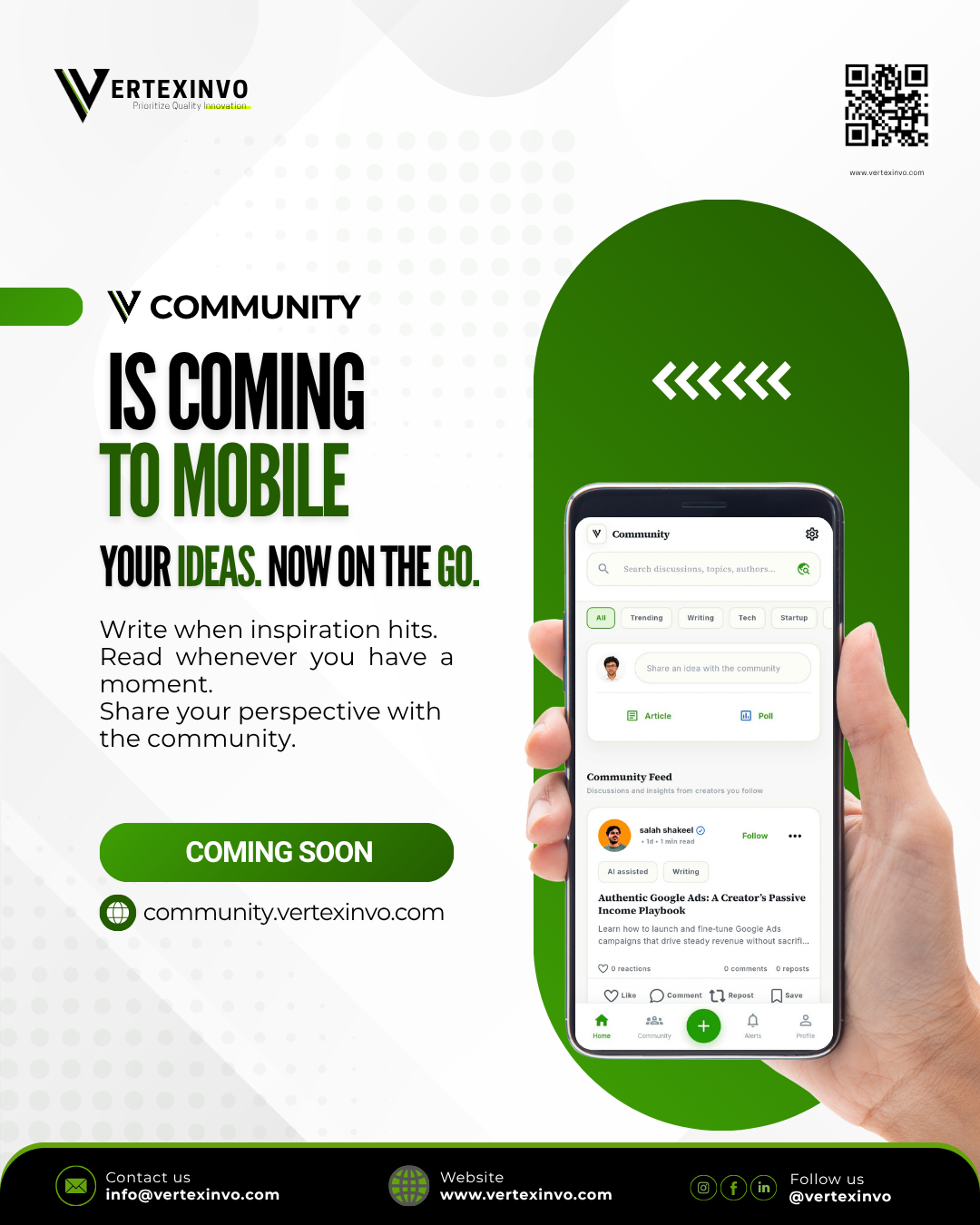 VertexInvo Community Mobile App Is Coming Soon